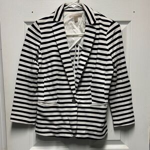 Banana Republic Black and White Striped Blazer